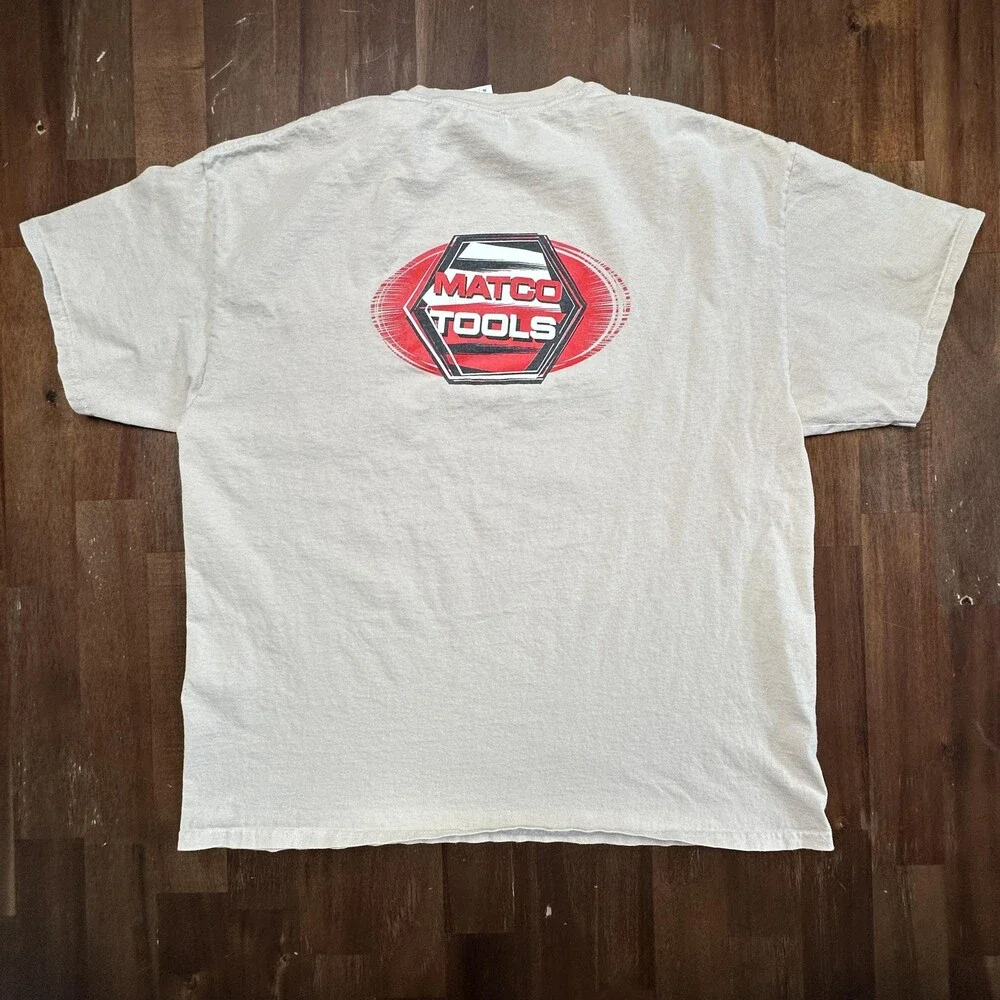 Matco Tools Shirt Mens XL Beige Pocket Graphic Logo Gildan Ultra Cotton Tee
